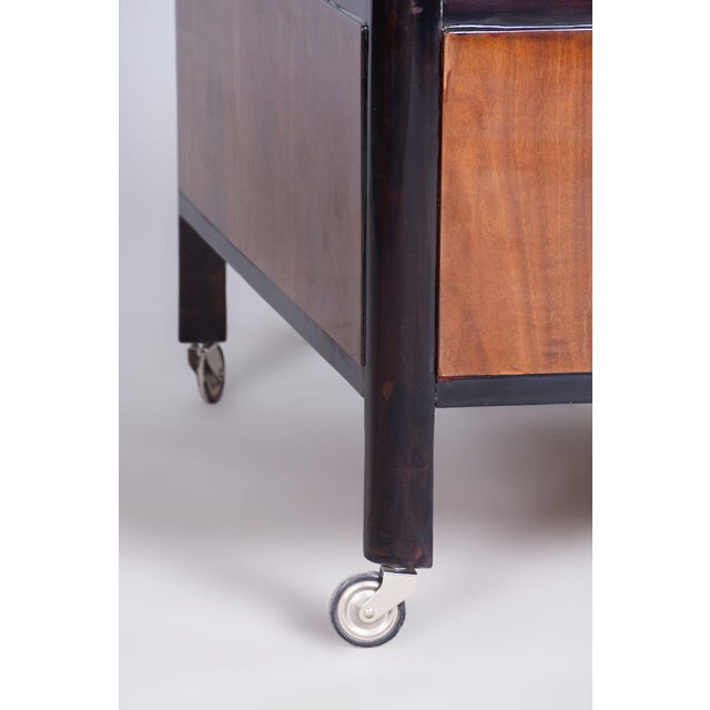 Czech Art Deco Trolley Walnut and Chrome-Plated Steel from Thonet, 1930s For Sale - Image 13 of 15