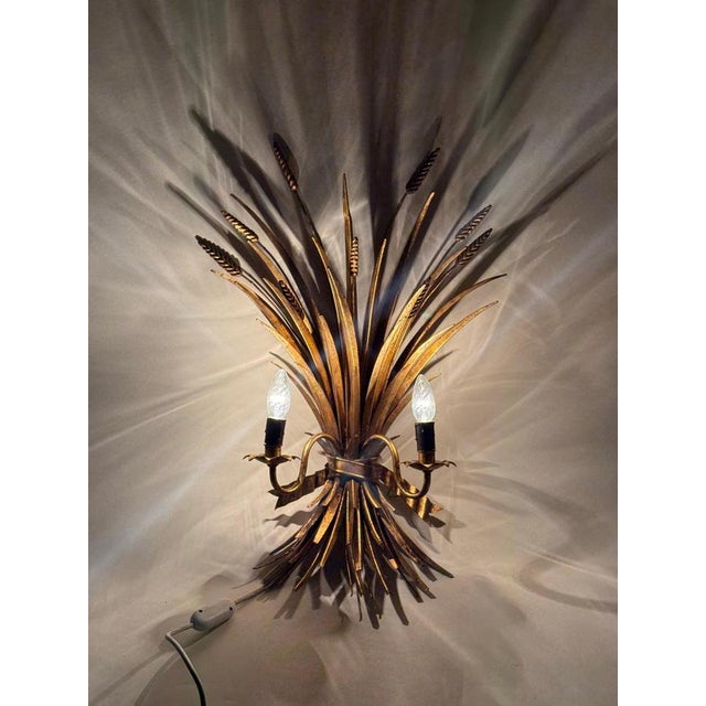 Large Hollywood Regency Gold-Leaf Wall Light attributed to Hans Kögl, 1960s For Sale - Image 13 of 16