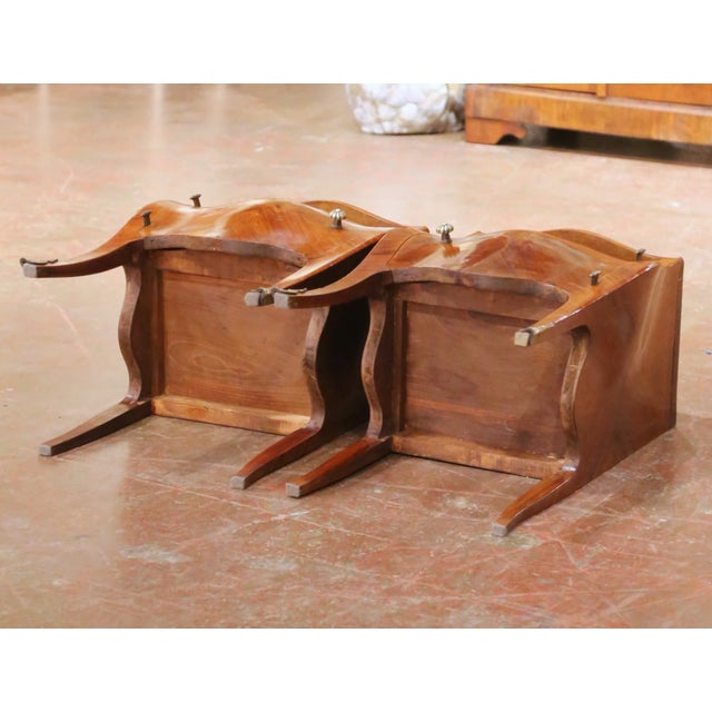 Pair of Early 20th Century French Louis XV Bombé Mahogany Bedside Tables For Sale - Image 16 of 16