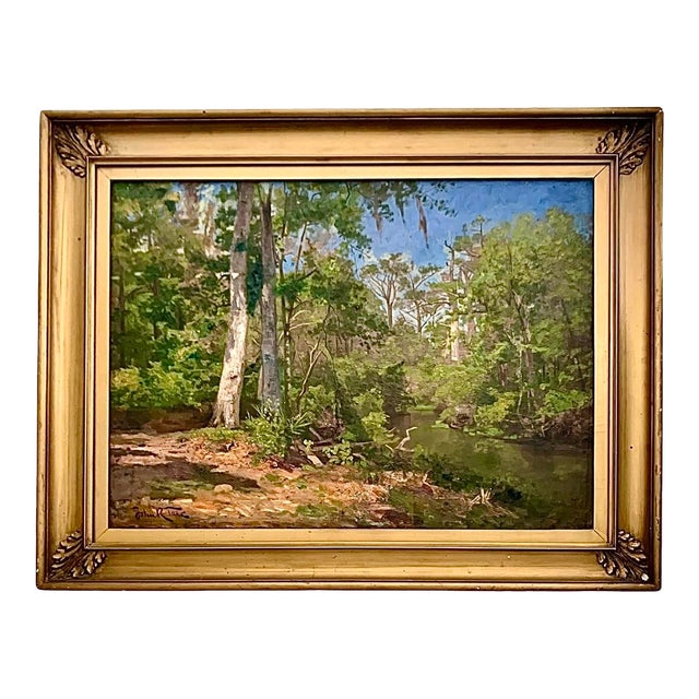 Late 19th Century John Robinson Tait Painting River Stream Oil on Canvas Antique Landscape Art For Sale