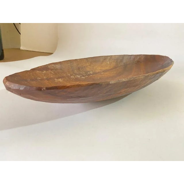 Large Brutalist Wood Bowl in a Brown Patina, France, 1960s For Sale - Image 4 of 9