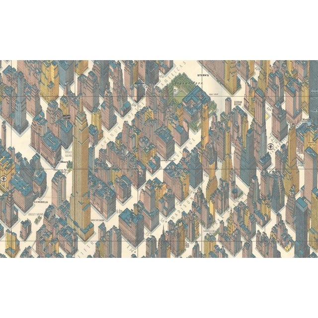 Paper Hermann Bollmann New York City Birds-Eye Map for American Airlines, 1964 For Sale - Image 7 of 12