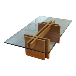 1970s Teak Glass Coffee Table For Sale