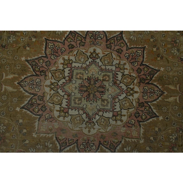 1970s Vintage Persian Handmade Wool Cotton Green Area Rug For Sale - Image 9 of 11