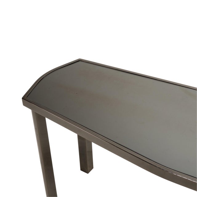 Mid-Century Modern 1970s Dia Design Institute America Smoked Glass and Chrome Sofa Console Table For Sale - Image 3 of 17