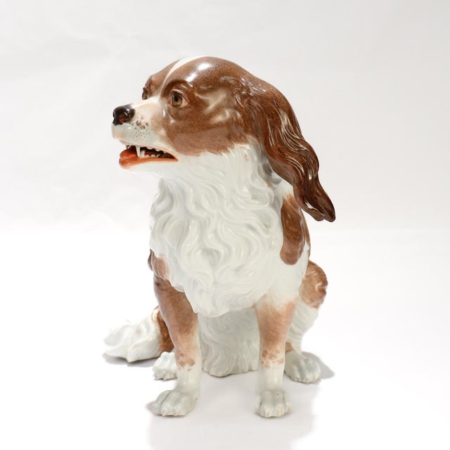 White Antique Dresden Porcelain King Charles Spaniel Sculpture or Figurine For Sale - Image 8 of 18