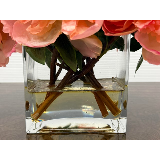 Windward Home Luxury Faux Peonies in a Block Vase For Sale - Image 9 of 12