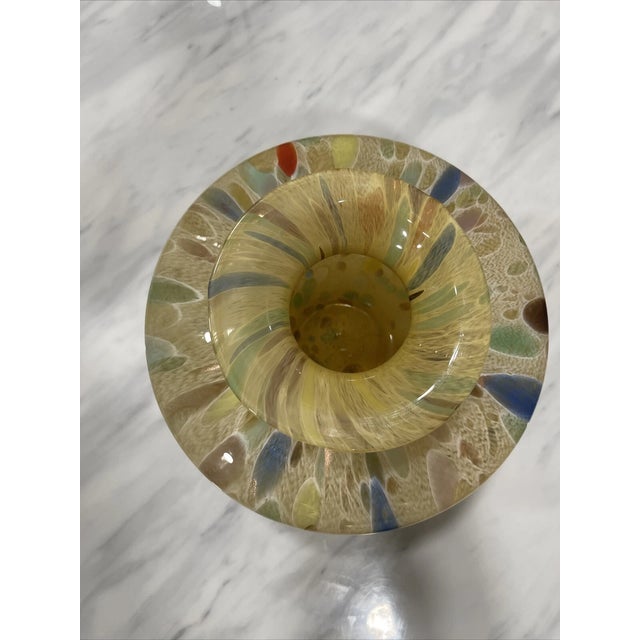 Murano Vintage MCM Murano Style Speckled Swirl Cobalt Vase For Sale - Image 4 of 4