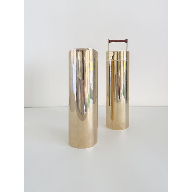 Wood 1950s Mid-Century Modern Italian Brass and Teak Cocktail Set For Sale - Image 7 of 8