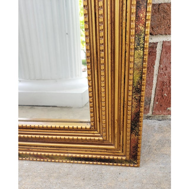 1980s 1980s Windsor Art Gilt Frame Wall Mirror With Colored Art Glass For Sale - Image 5 of 10