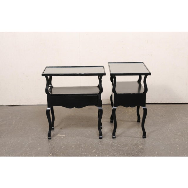 French Mid-Century 2-Tier Black End Tables For Sale - Image 12 of 12