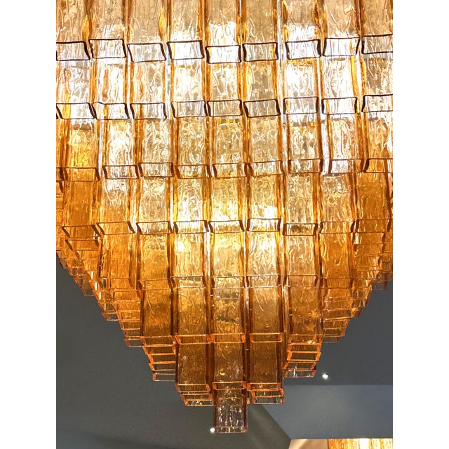 Mid-Century Modern Majestic Luxury Venetian Amber-Rosè Murano Glass “Squared” Elements. For Sale - Image 3 of 5