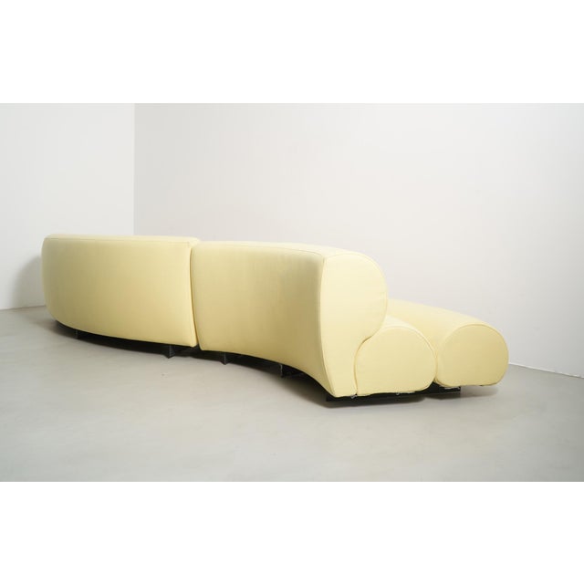 Contemporary Contemporary Modern Celeste Curved Sofa in Yellow Wool Felt and Black Metal Base For Sale - Image 3 of 10