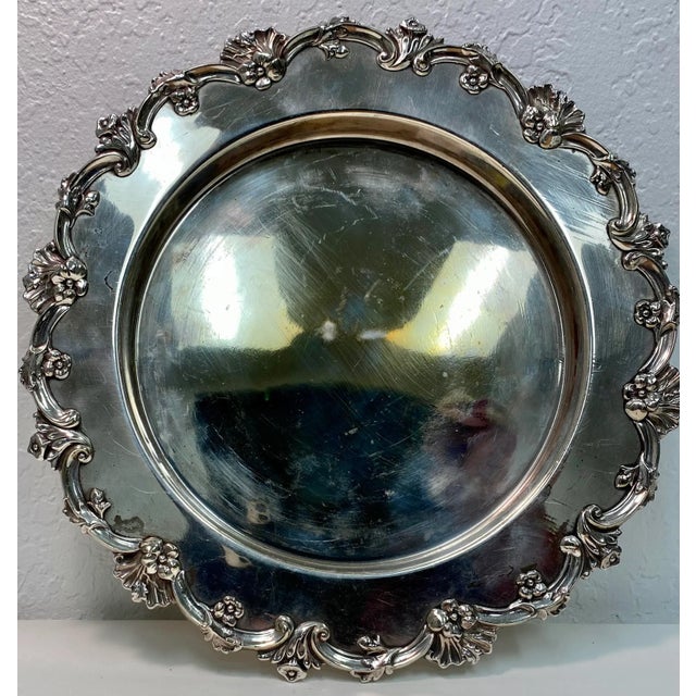 Gorgeous Antique Bread Board With Silver Plate Tray - Made in England. Measures 12” x 12” x 1 1/4” ( bread board measures...