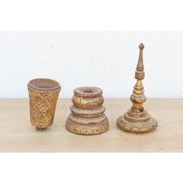 19th Century Antique Burmese Giltwood Finial For Sale - Image 5 of 7