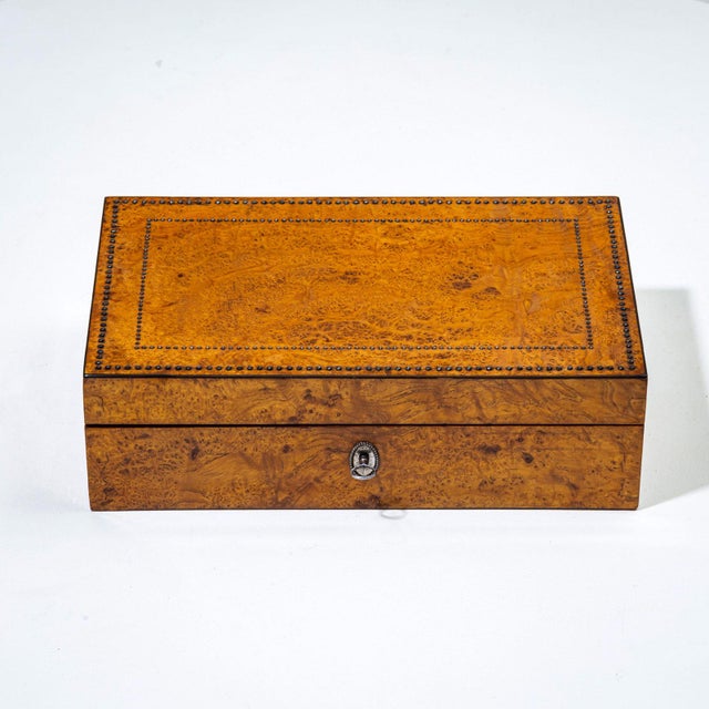 Biedermeier Writing Casket with Steel-Cut Decoration, Early 19th Century For Sale - Image 5 of 9