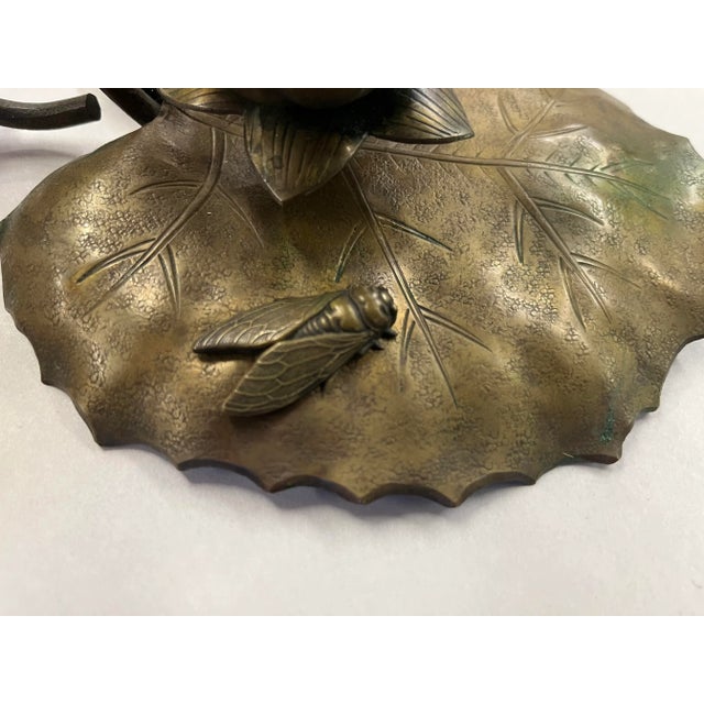 Early 20th Century Japanese Mission Arts & Crafts Aesthetic Movement Brass Lily Pad Candle Holder For Sale In New York - Image 6 of 13