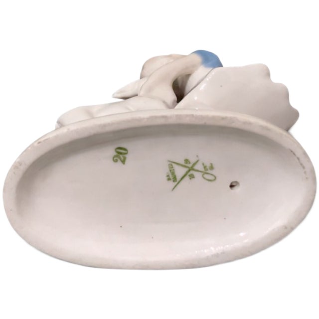 Vintage Hand Painted Pastel Porcelain Sculpture of Girl and the Fawn, 1950s For Sale - Image 4 of 5