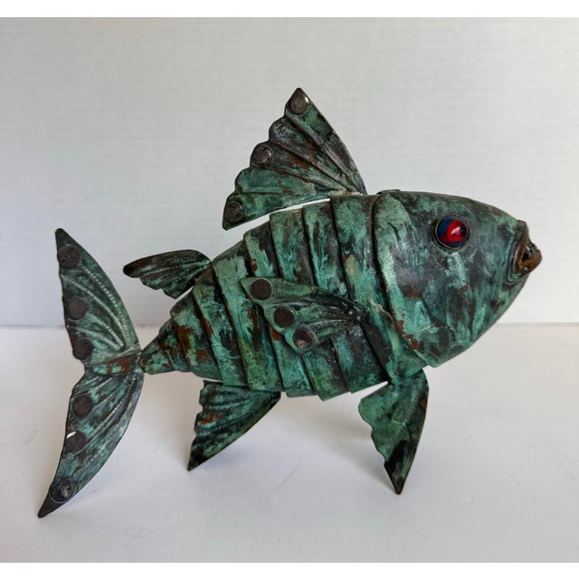 Vintage Peruvian Articulated Brutalist Metal Fish Sculpture in the Style of Graziella Laffi For Sale In Los Angeles - Image 6 of 12