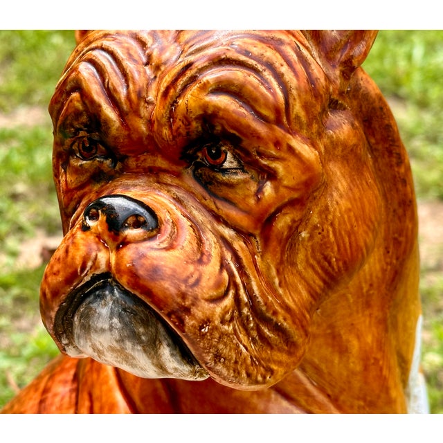 Mid-Century Modern Italian Terracotta Boxer Dog Statue c.1960s For Sale - Image 3 of 17