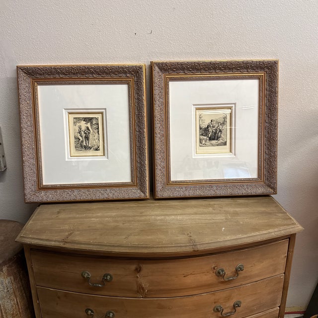 1980s Overview Framed Reproduction Print of the Famous Etching Adam and Eve by the Dutch Master Rembrandt Van Rijn. For Sale - Image 10 of 12