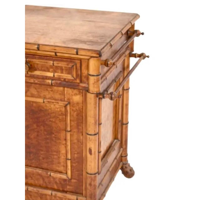 Tan Mid 19th Century French Faux Bamboo Bird's Eye Maple Cabinet For Sale - Image 8 of 10