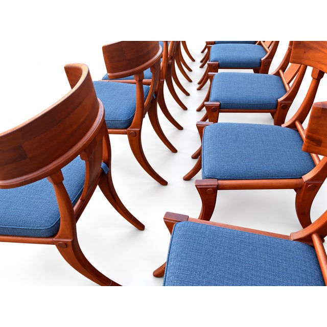 Teak Klismos Patio Dining Chairs. - Set of 10 For Sale In San Diego - Image 6 of 7