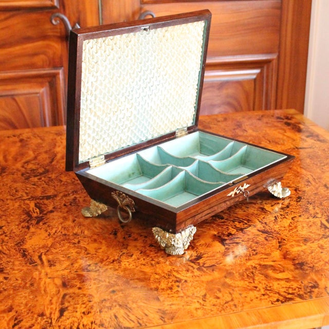 Wood English Regency Period Brass Inlaid Rosewood Box For Sale - Image 7 of 18