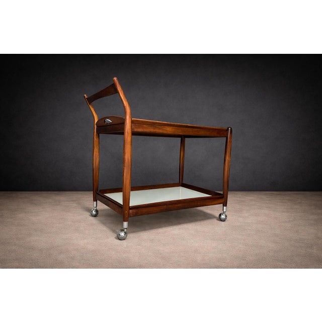 Sergio Rodrigues Brazilian Rosewood Bar Cart With Removable Trays, 1960s For Sale - Image 9 of 12