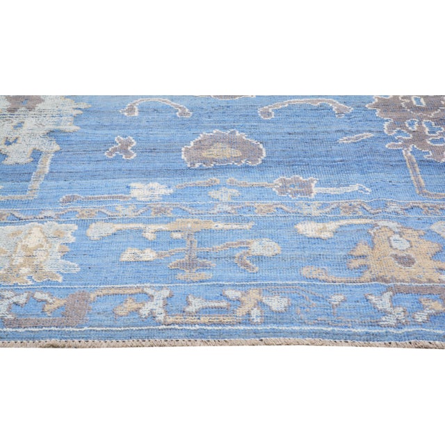 1980s Turkish Oushak Hand Knotted Rug With Organic Wool and Soft Texture,9'X12' For Sale - Image 4 of 7