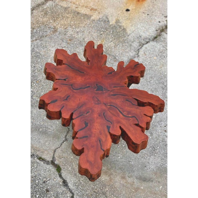 Cypress Wood Block and Stalactite Base Coffee Table. Organic wood slab top with a stalactite style legs at base. This...