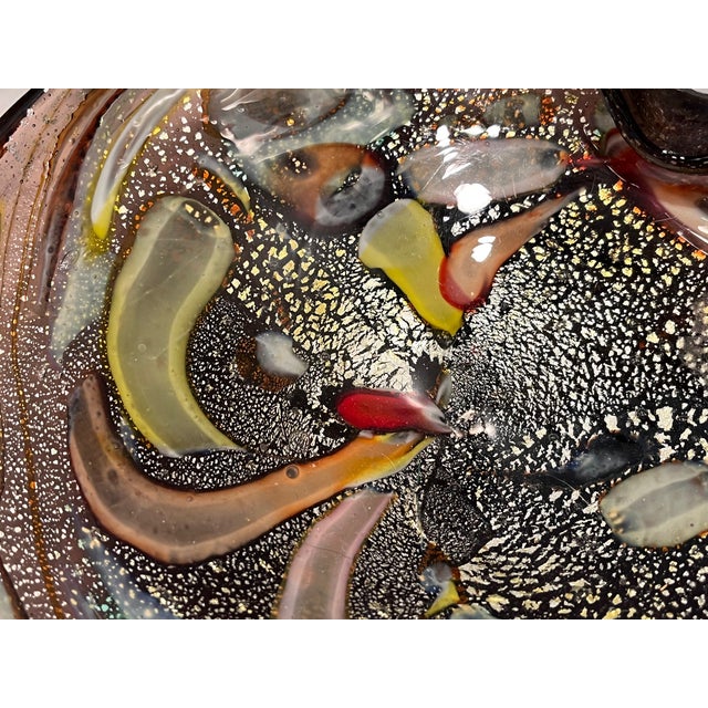 Mid-Century Modern Confetti and Flecked Art Glass Bowl Attributed to Murano For Sale - Image 3 of 7