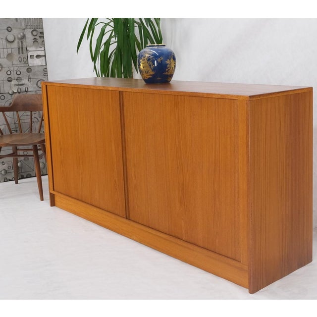 Wood Tambour Doors 12 Deep Drawers 3 Shelves Danish Teak Mid-Century Modern Credenza For Sale - Image 7 of 18
