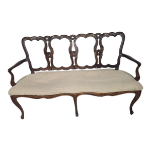 Mid 20th Century Mahogany Chippendale Settee Bench Ornately Wood Carved