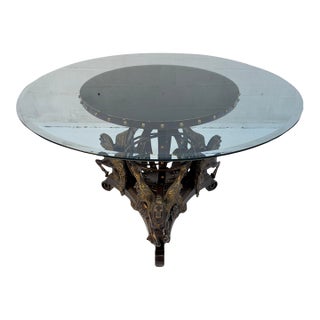 Late 20th Century Unique Hippocampus Glass Top Dining Table For Sale