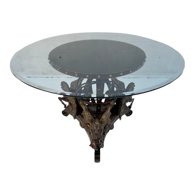 Late 20th Century Unique Hippocampus Glass Top Dining Table For Sale