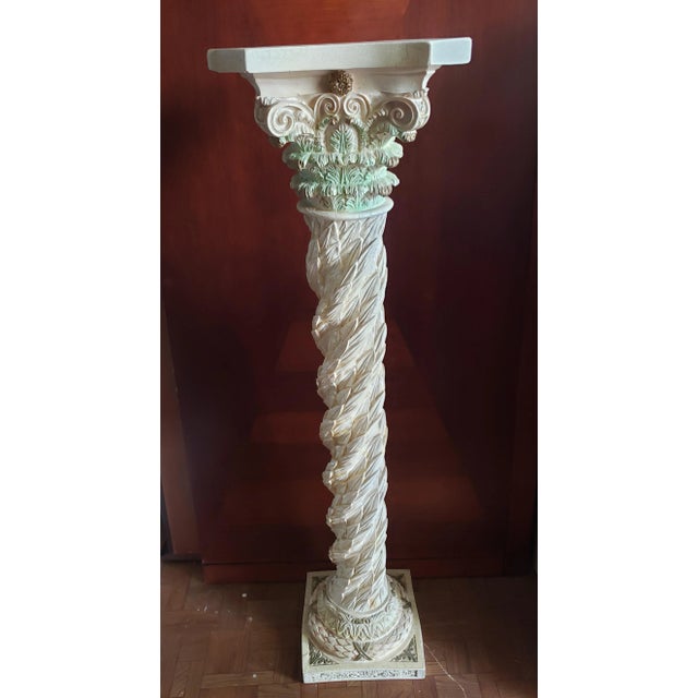 1990s Carved Corinthian Resin Pedestal For Sale - Image 12 of 12