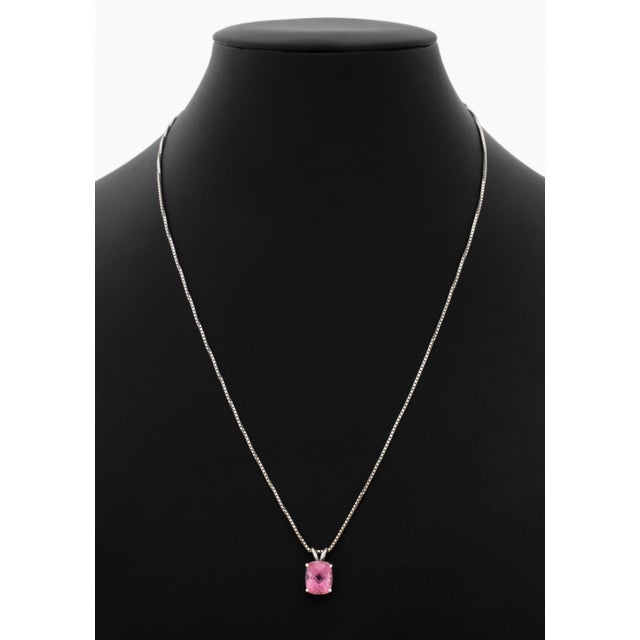 14k White Gold Rubellite Pendant Necklace For Sale - Image 4 of 6