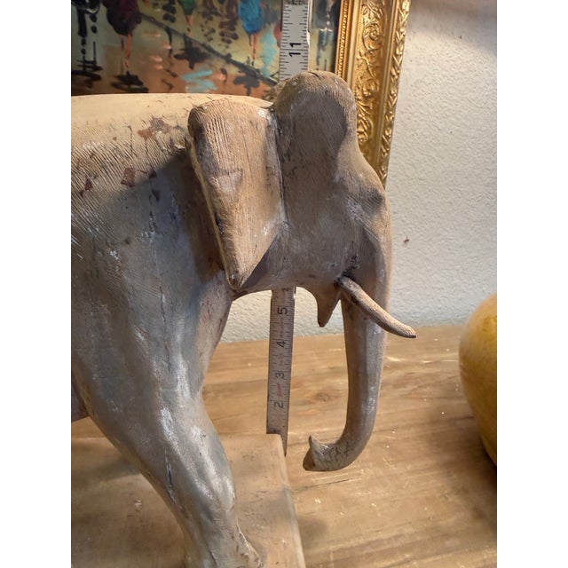 Figurative Hand Carved Antique Wooden Elephant Sculpture For Sale - Image 3 of 10