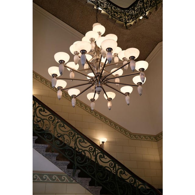 Art Deco Chandelier with Alabaster Bowls and Illuminated Cones, 1990s For Sale - Image 12 of 18