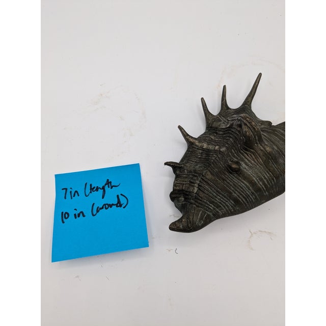 Metal Mid 20th Century Oversized Silver Tone With Patina Conch Shell For Sale - Image 7 of 7