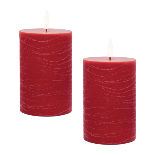 2020s FIA Wick Red Pillar Candle (Set of 2) For Sale - Image 5 of 5