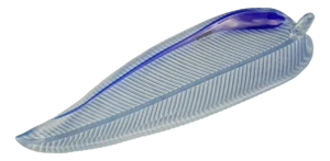 Modern Leaf-Shaped Centerpiece in Murano Glass and Blue Glass Paste by Alfredo Barbini, Venice, Italy, 1970s-1980s