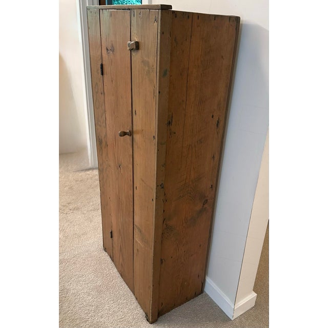 Farmhouse Antique Shenandoah Valley Yellow Pine Jelly Cupboard With Vintage Stenciling For Sale - Image 3 of 8