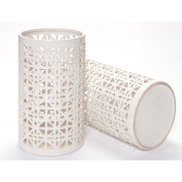 Modern Modern Reticulated Blanc De Chine Ceramic Candle Holders For Sale - Image 3 of 5