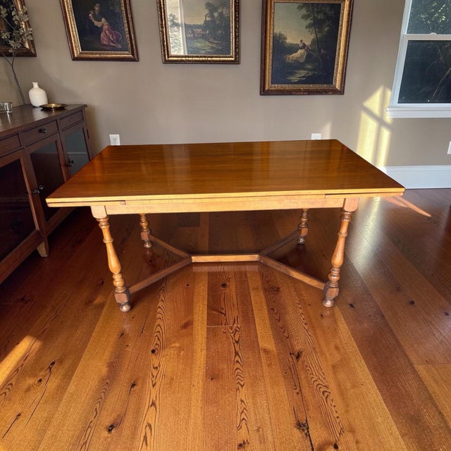 1970s Vintage 1970s Ethan Allen Solid Maple Draw-Leaf Dining Table For Sale - Image 5 of 12