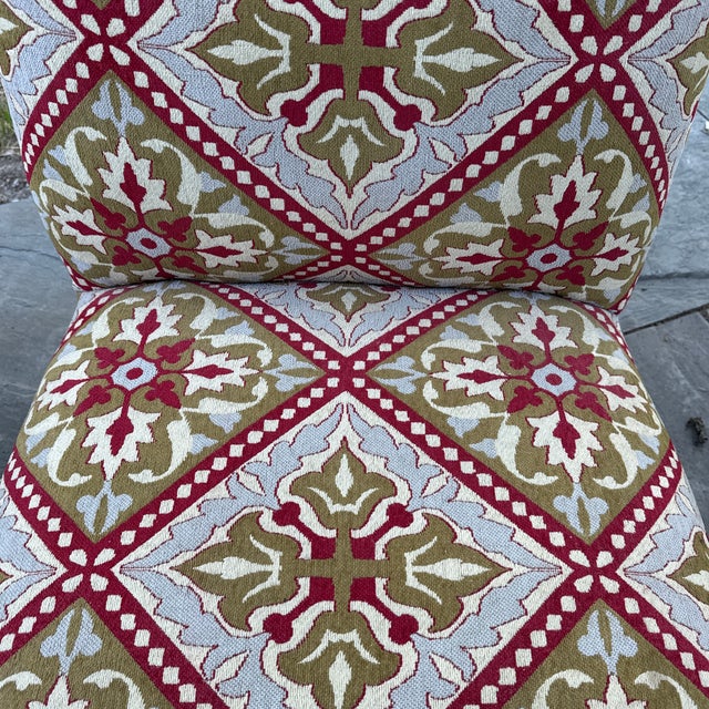 French Antique French Pair Tapestry Tassels Fringe Slipper Chairs For Sale - Image 3 of 6