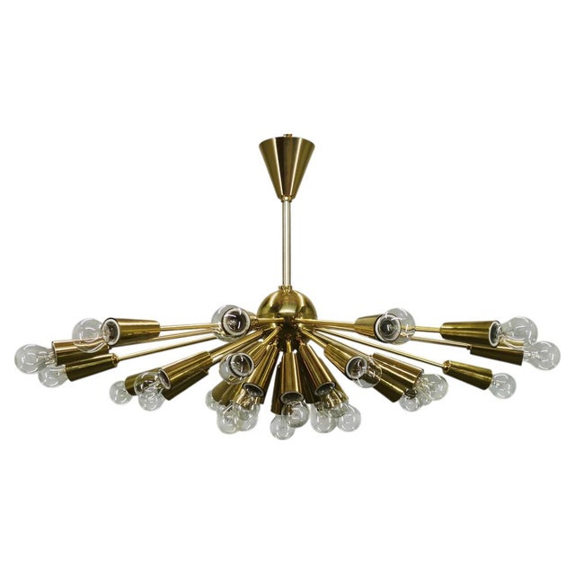 28-Light Brass Sputnik Chandelierby Kamenický Šenov, Czechoslovakia, 1970s For Sale - Image 17 of 17