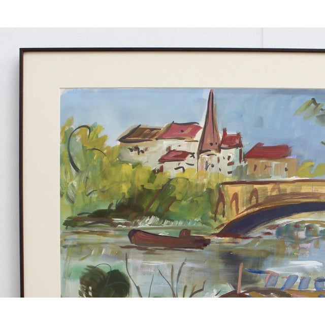 Barge on the Seine River by Roland Dubuc, 1970s For Sale - Image 14 of 16