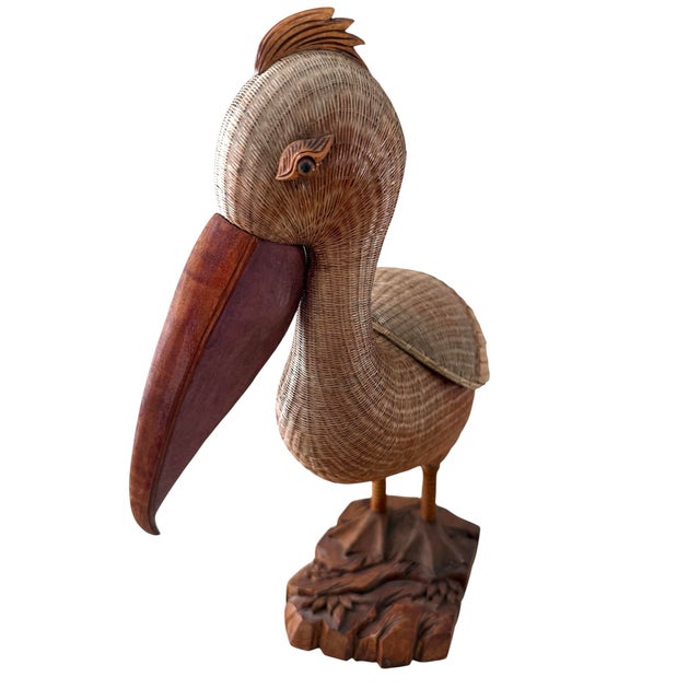Chinese Shanghai Handicrafts Large Woven Wicker Pelican Box For Sale - Image 3 of 12